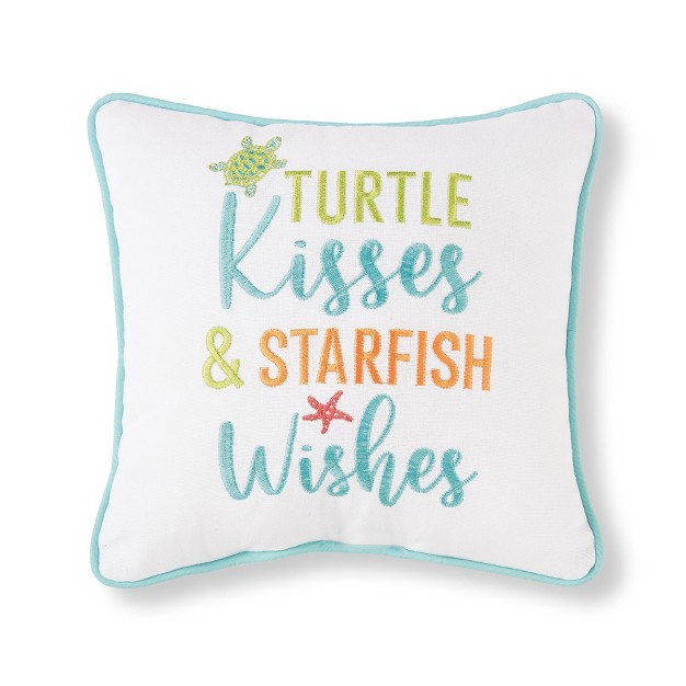 X 10 quot Turtle Kisses amp Starfish Wishes Embroidered Throw Pillow