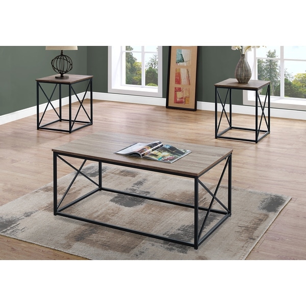 HomeRoots Dark Taupe Black Metal Table Set - 3Pcs Set - 42.25 x 22 x 18.25