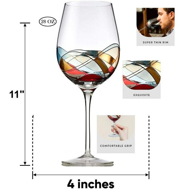 Bezrat Hand Painted Wine Glass 28 Oz