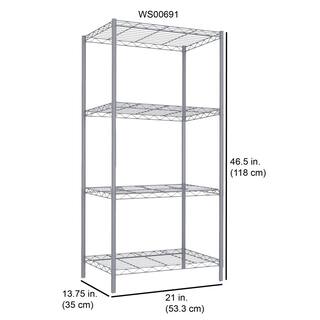 Home Basics Gray 4-Tier Steel Wire Shelving Unit (14 in. W x 47 in. H x 21 in. D) HDC51901