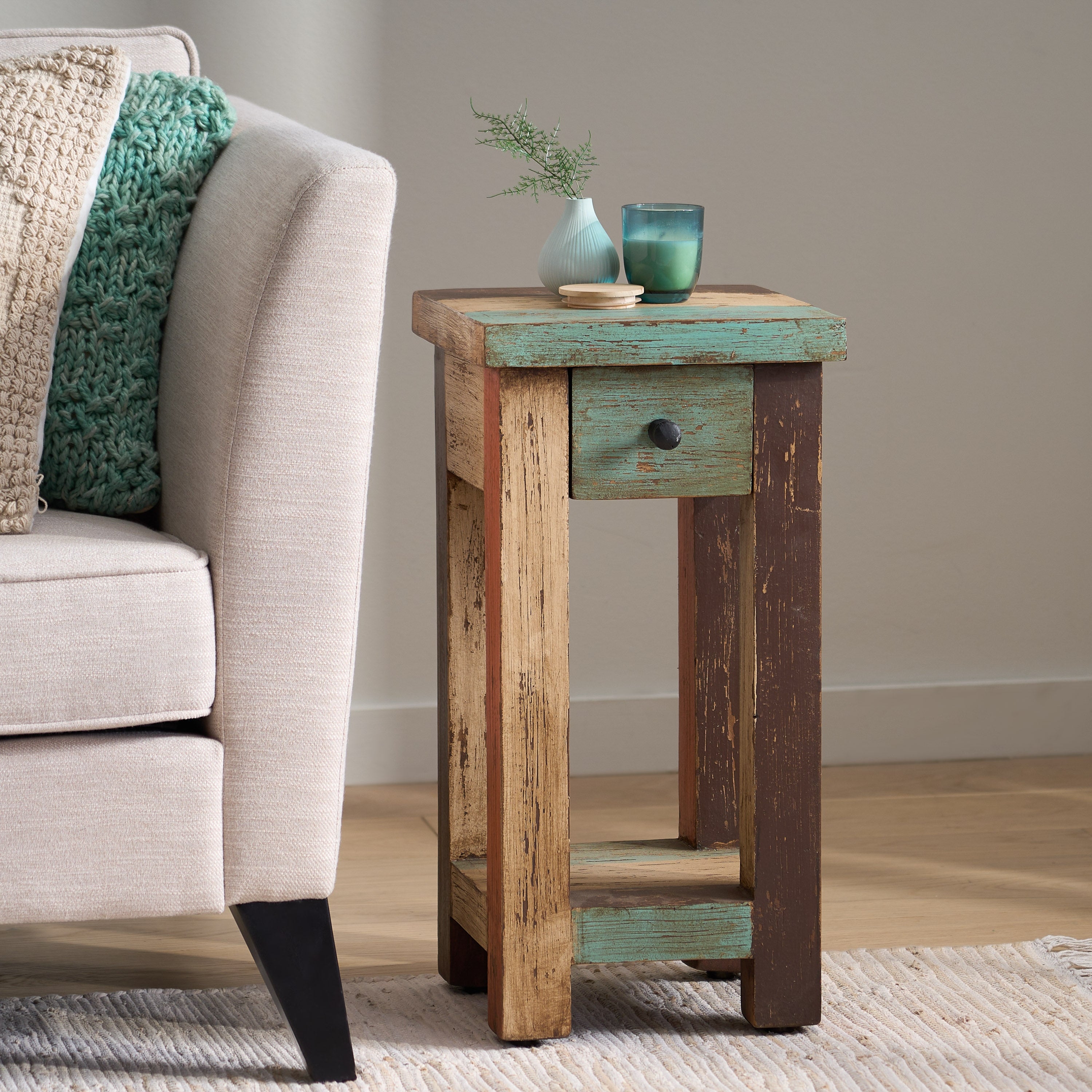 Meader Distressed Mango Wood Small Side Table by Christopher Knight Home