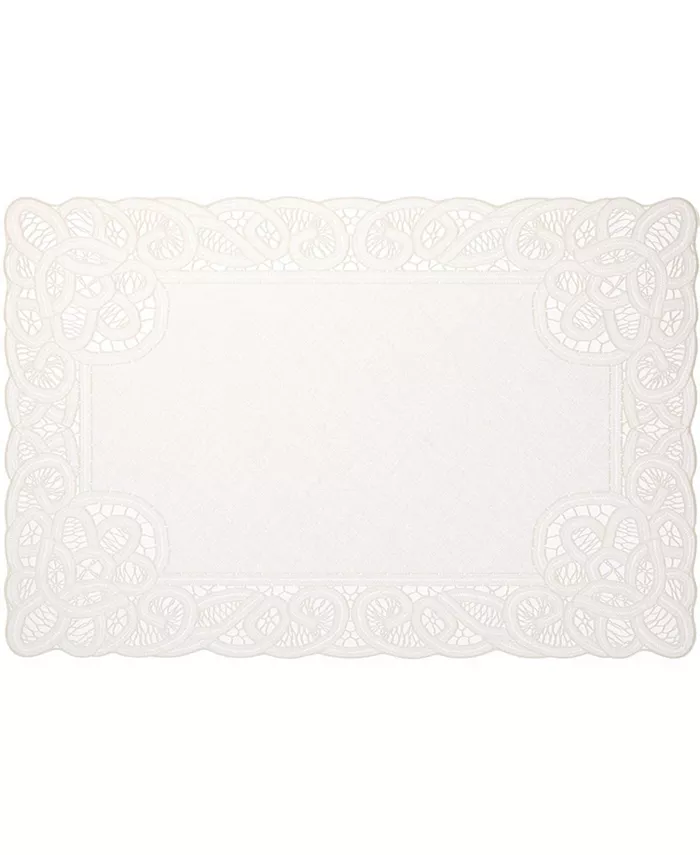 Violet Table Linens Violet Vinyl Lace Battenberg Embossed Floral Pattern Rectangle Place Mats