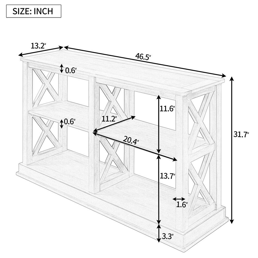 Console Table with 3 Tier Open Storage Spaces and \