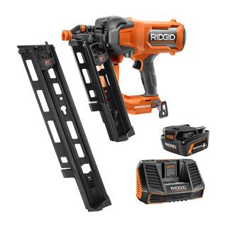 RIDGID 18V Brushless Cordless 21 3-12 in. Framing Nailer Kit w 4.0 MAX Output Battery Charger  Extended Capacity Magazine R09894B-AC9540-AC102EM21N