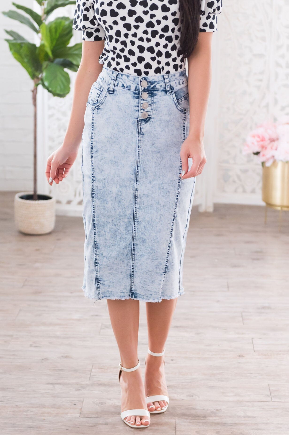 Feeling Nostalgic Modest Denim Skirt