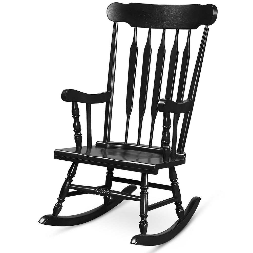 Gymax Wooden Rocking Chair Single Rocker Indoor Garden Patio Yard