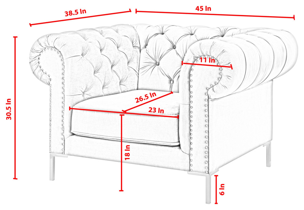 Inspired Home Ariadna Club Chair Button Tufted  Velvet   Contemporary   Armchairs And Accent Chairs   by Inspired Home  Houzz