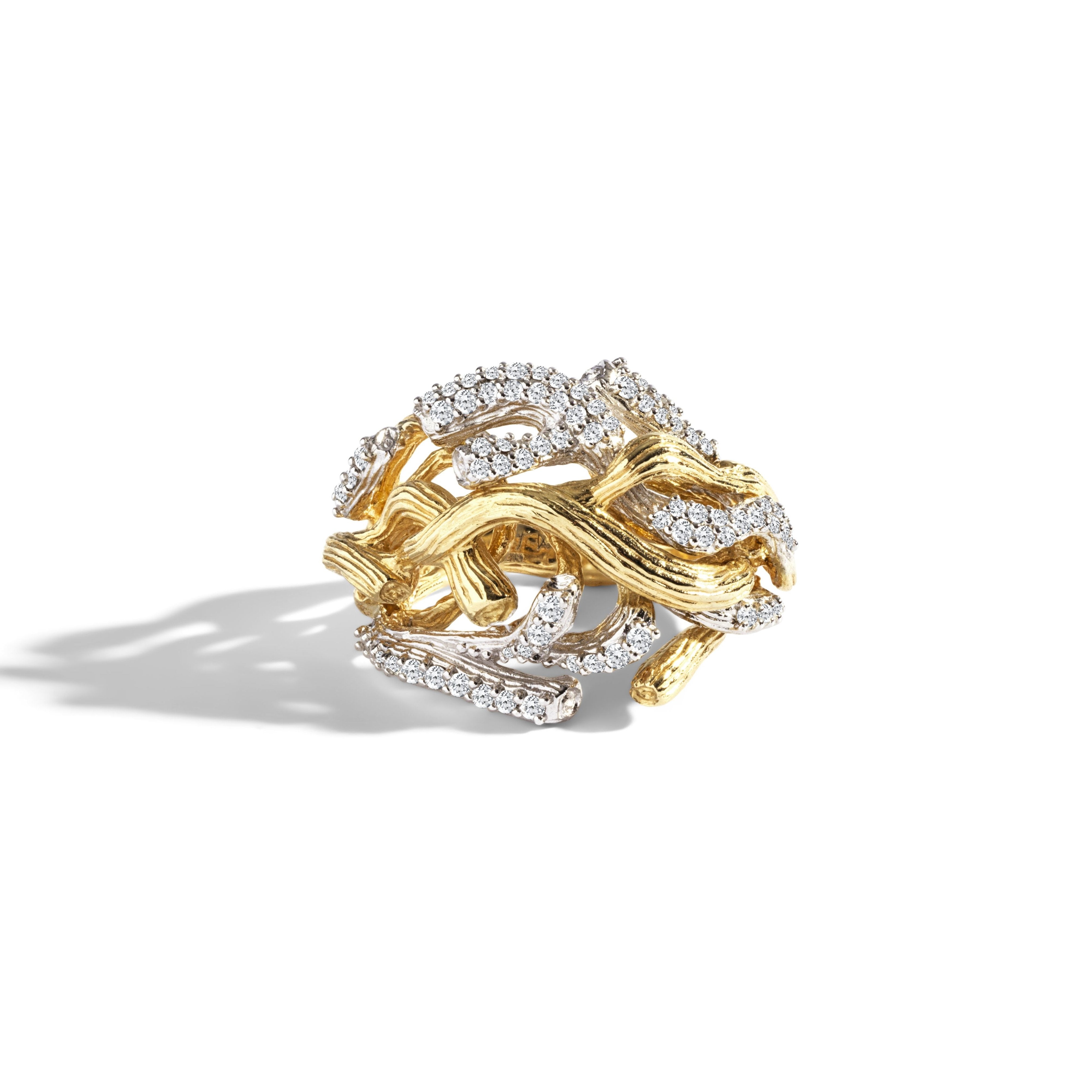 Branch Coral Ring with Diamonds