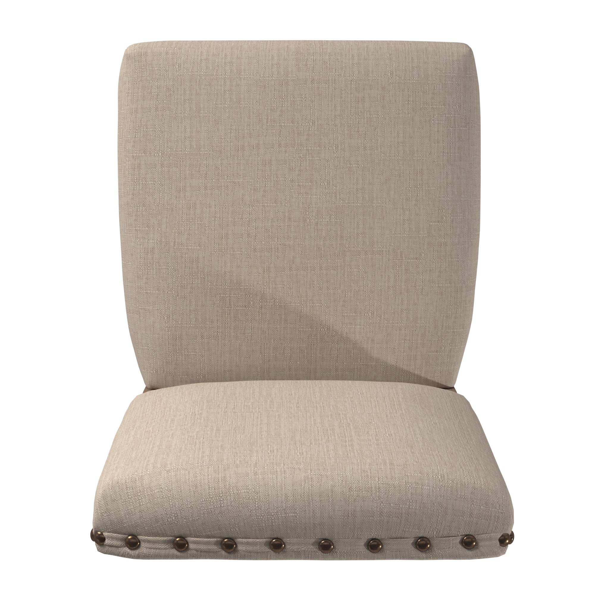 Weston Home Satine Linen Nailhead Dining Chairs， Set of 2， Beige/Grey Wash Finish