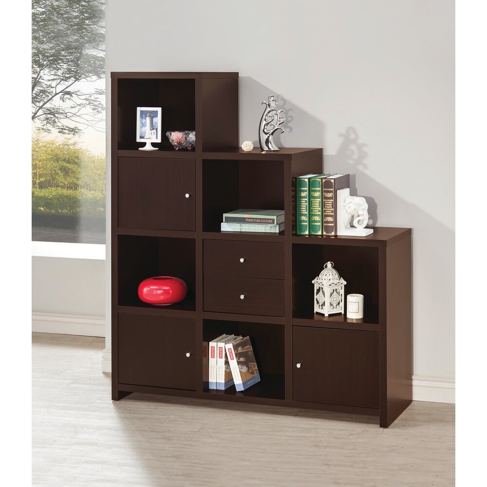 Coaster Furniture Spencer Cappuccino Bookcase with Cube Storage Compartments