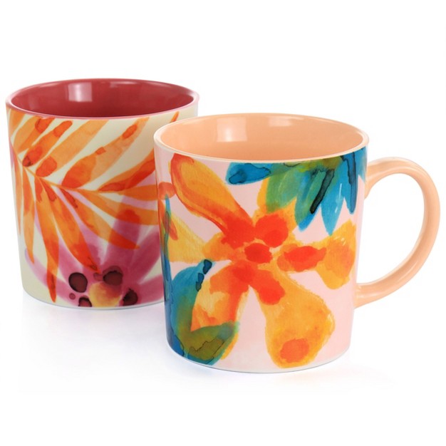 Spice By Tia Mowry Goji Blossom Fine Ceramic 4 Piece 17oz Mug Set In Multi Color