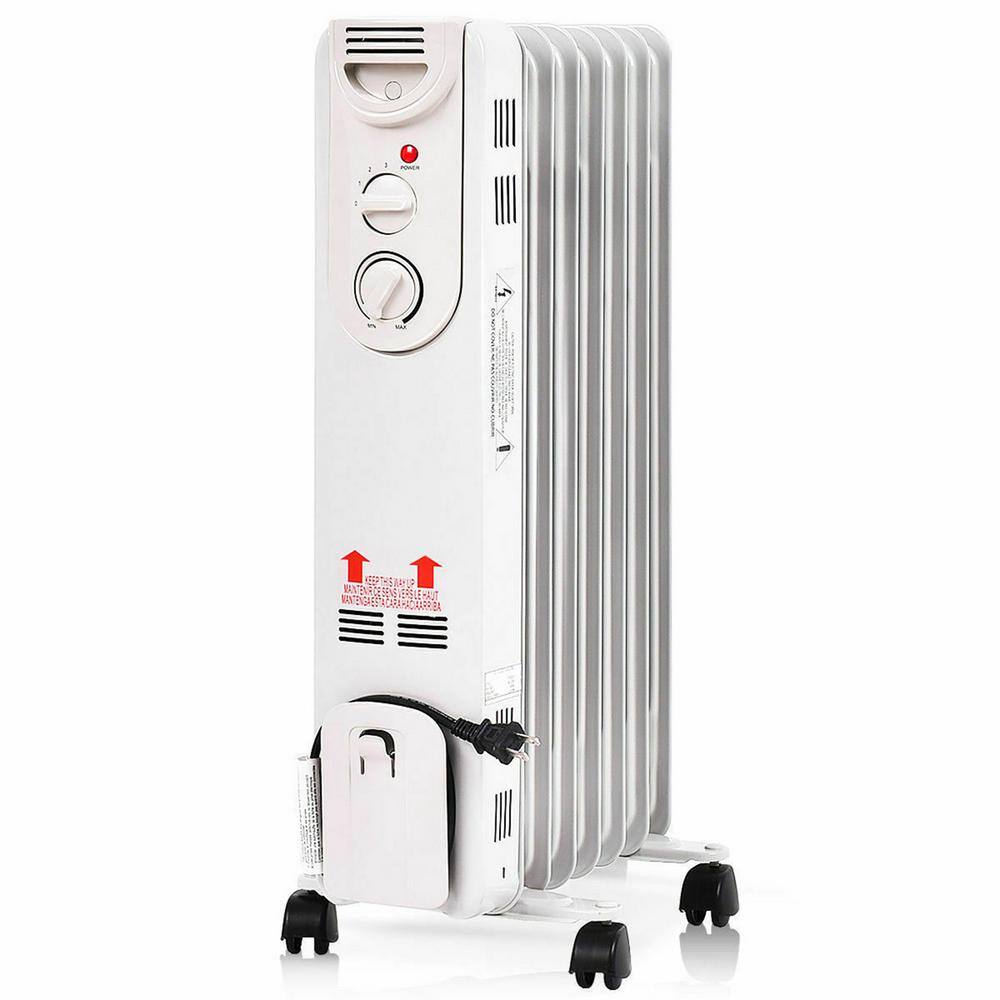 Gymax 1500-Watt Electric Oil Filled Radiator Space Heater with Adjustable Thermostat Home Office GYM05798