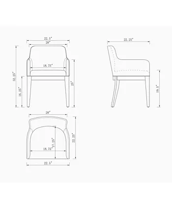 Manhattan Comfort Gansevoort 2 Piece Beech Wood Faux Leather Upholstered Dining Armchair Set