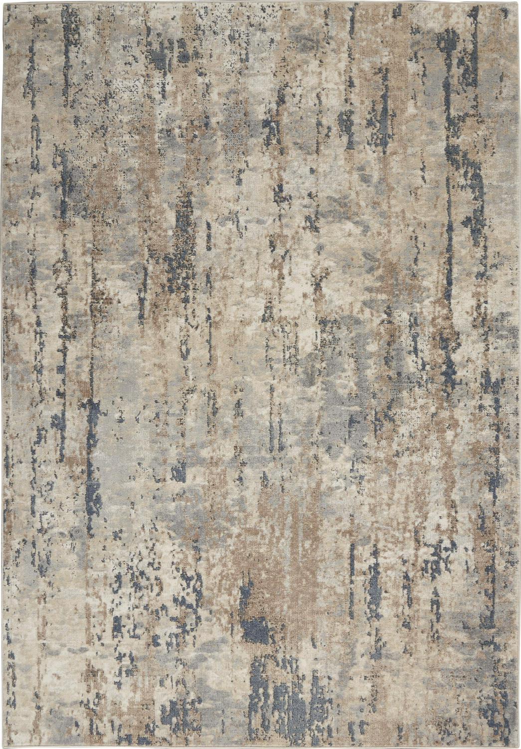 Nourison Concerto Distressed Abstract Beige/Grey 53 x 73 Area Rug， (5and#8242; x 7and#8242;)