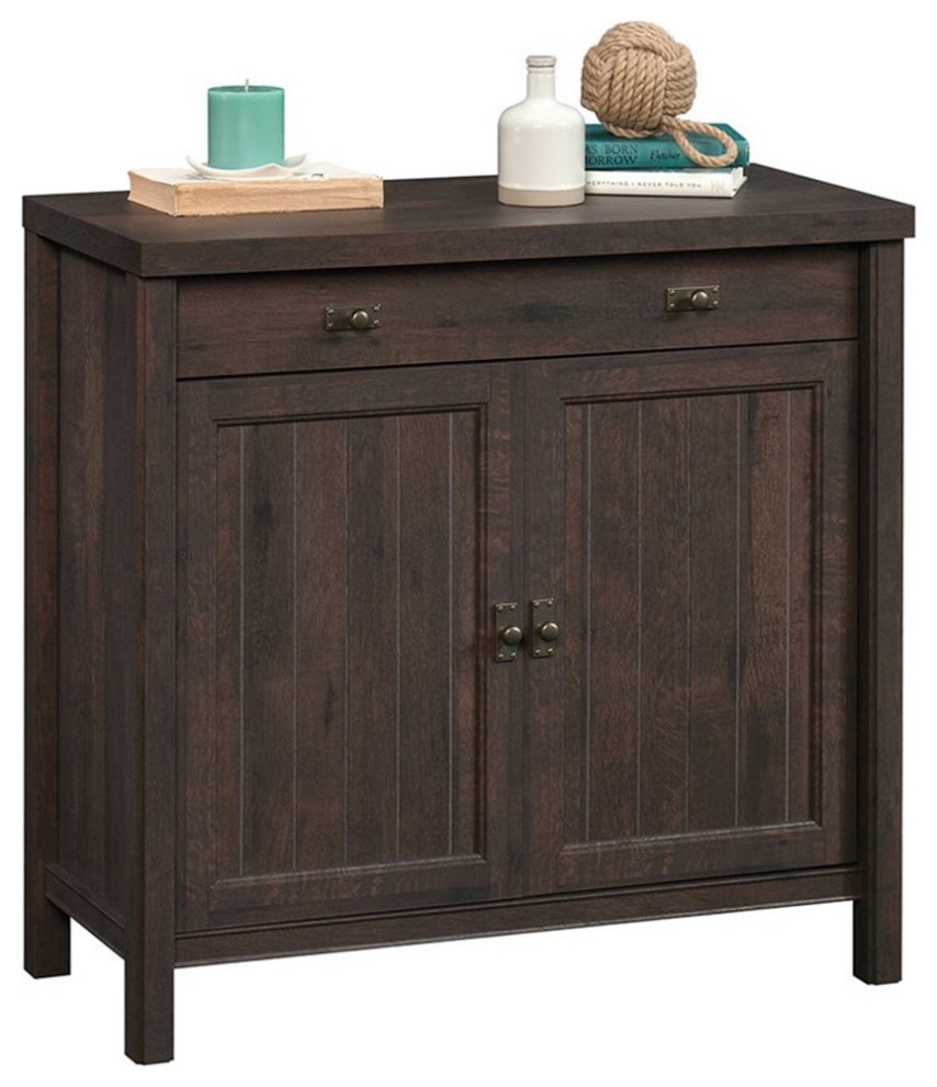 Sauder Costa Engineered Wood Library Base Cabinet in Coffee Oak Finish   Transitional   Accent Chests And Cabinets   by Homesquare  Houzz