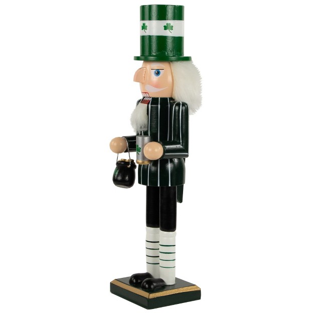 Green Luck Of The Irish Leprechaun Wooden Christmas Nutcracker