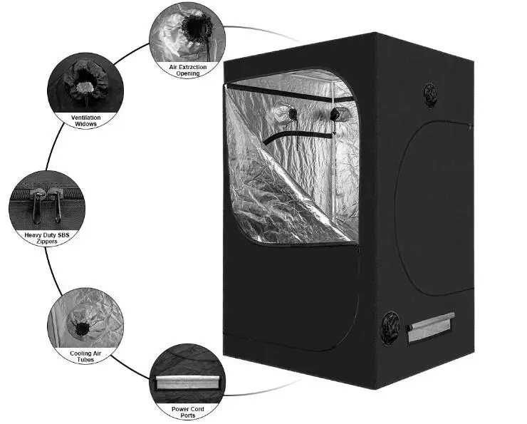 Factory Direct Supply 120*120*200 plant tent grow kit mushroom grow kit with grow light kit duct fan carbon filter 120W Led for