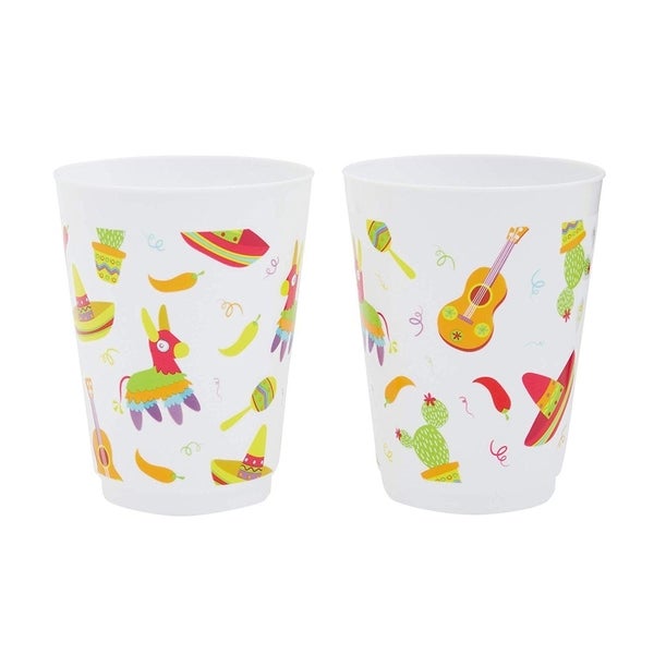 16x Plastic 16 oz Party Cups Fiesta Reusable Tumblers for Kids Boys Girls