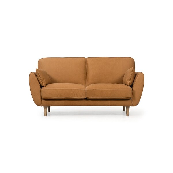 Wilmington Leather Indoor Modern Shelter Arm Sofa - Camel - 68