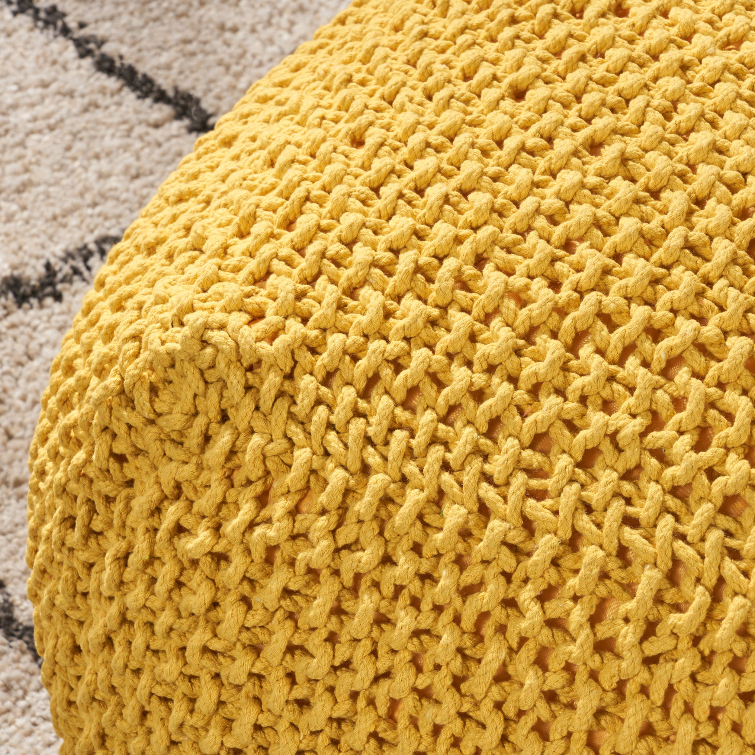 Lucy Knitted Cotton Square Pouf