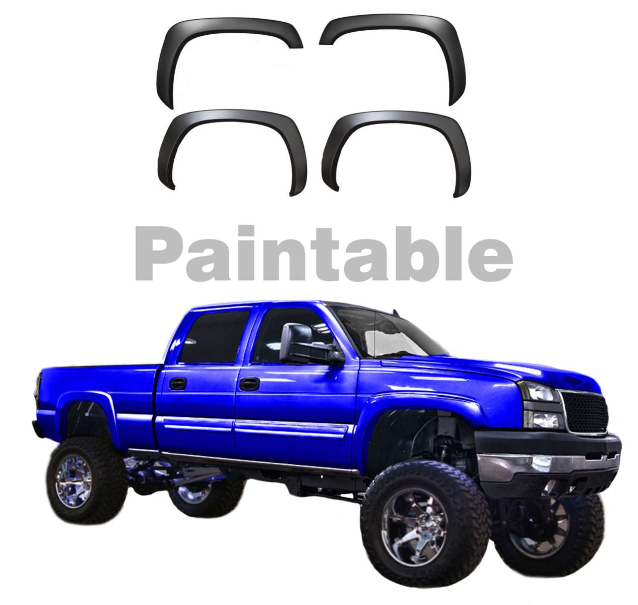 Chevy Fender Flares Set of 4 Paintable Matte Black OE Style for 99-06