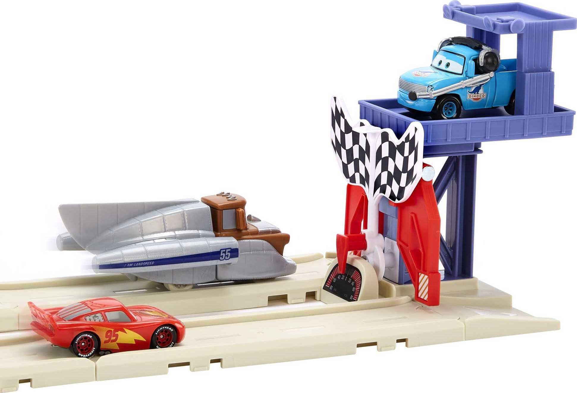 Disney Pixar Cars On The Road Salt Flats Super Speed Playset with 2 Toy Vehicles Including Mater