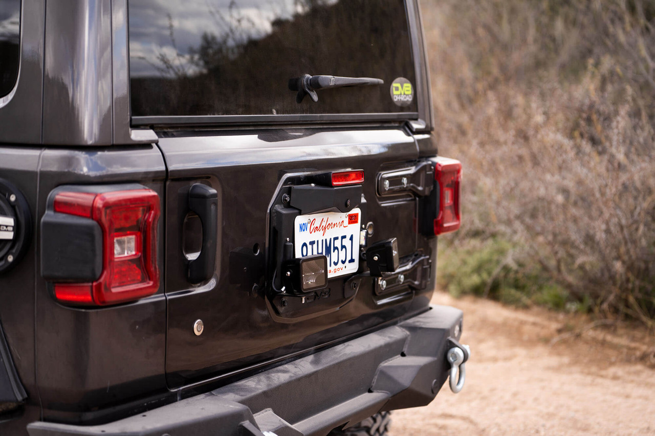 DV8 Offroad 201822 Jeep Wrangler JL Spare Tire Delete With Light Mounts Spare Tire Carrier Delete Plate