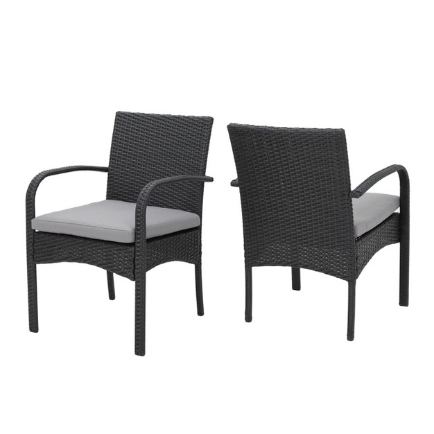 Cordoba 2pk Wicker Patio Dining Chair With Cushion Gray Christopher Knight Home