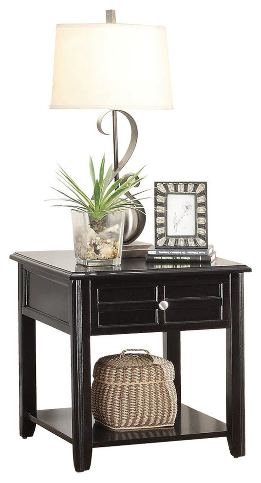 Calbeck Art Deco End Table with Functional Drawer  Dark Espresso   Transitional   Side Tables And End Tables   by AMOC  Houzz