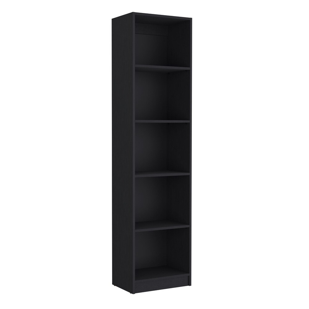 Kenyon Tall 5 Shelf Narrow and Cabinet Bookcase Set of 2