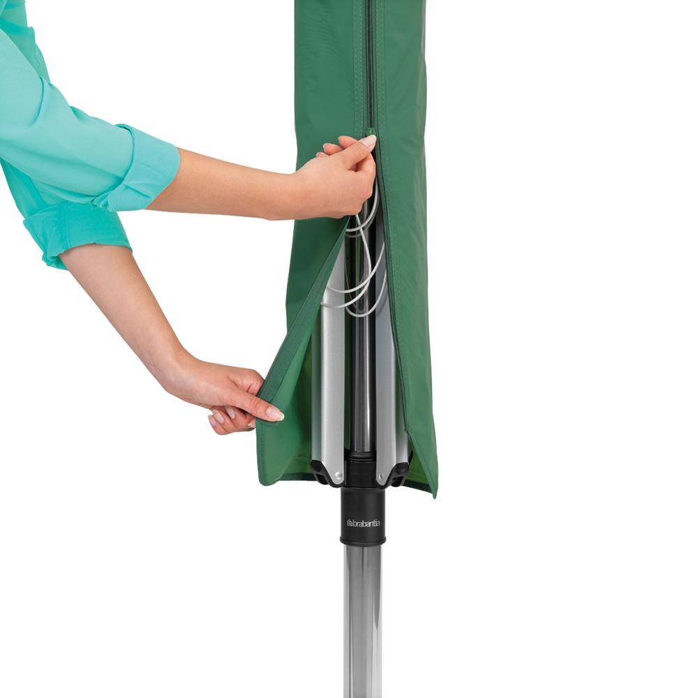 Brabantia 116.1 x 116.1 in. Rotary Clothesline Lift-O-Matic with Ground Spike Clothespin Bag Protective Cover and Clothespins 311321