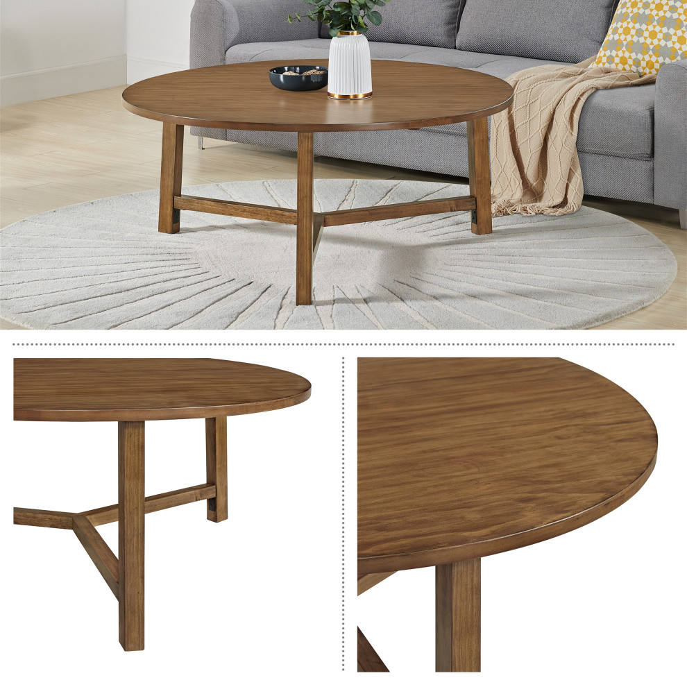 Alaterre 44 inch Newbury Round Coffee Table  Pecan   Modern   Coffee Tables   by Trademark Global  Houzz