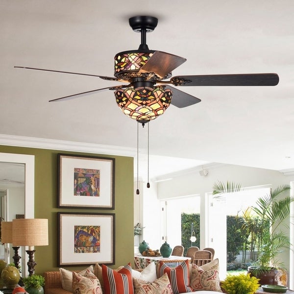 Kalsti 6-Light Lily  5-Blade 52-Inch Matte Black Ceiling Fan Shopping - The Best Deals on Ceiling Fans | 25504951