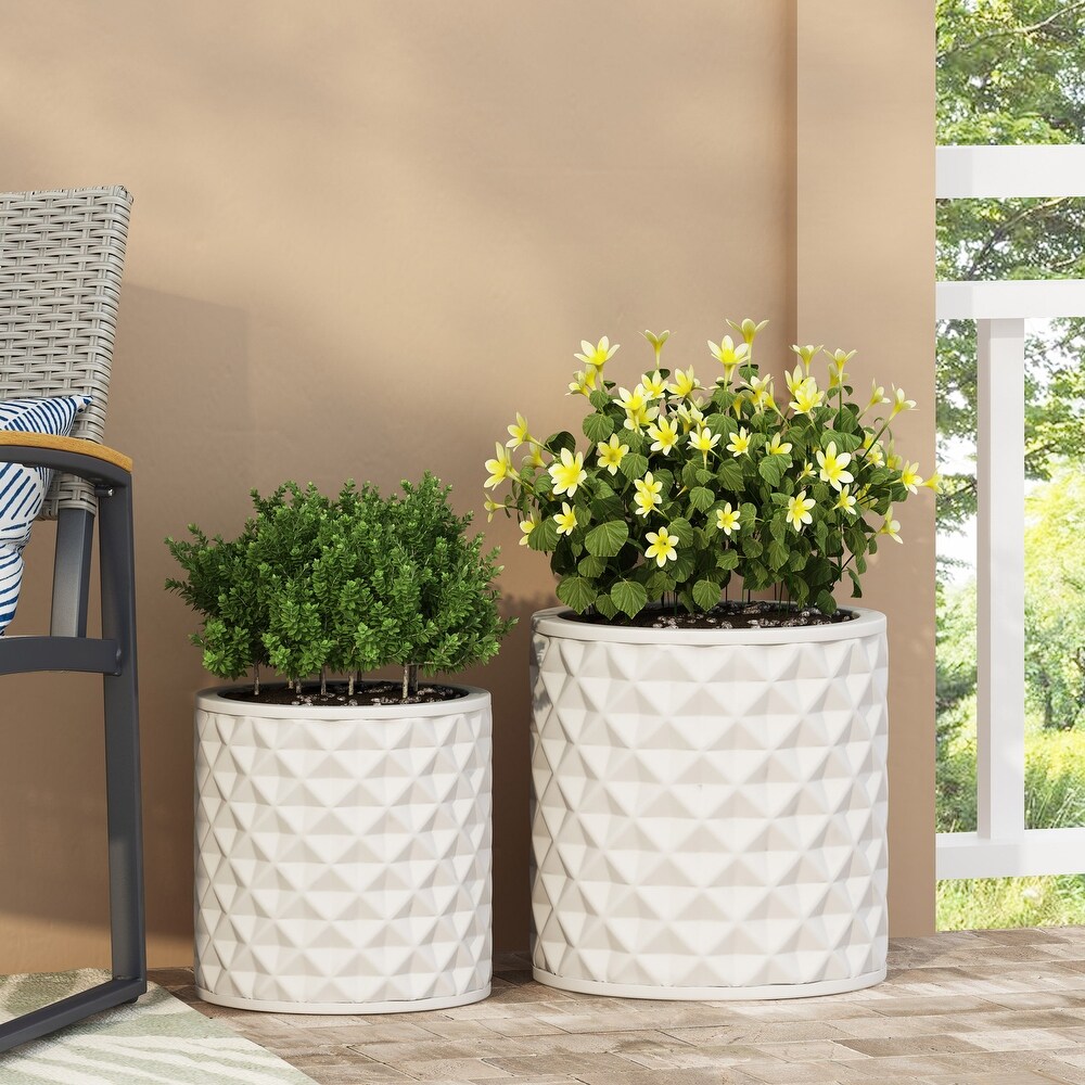 Moreno Outdoor Cast Stone Outdoor Medium and Large Planter Set by Christopher Knight Home