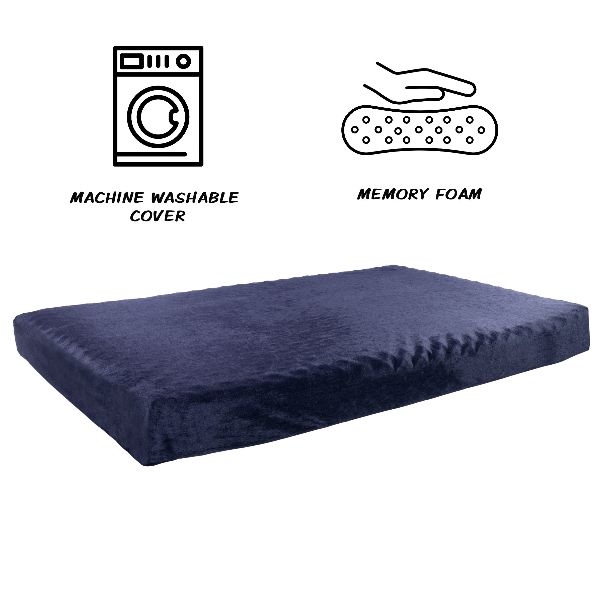 Memory Foam Dog Bed – 2-Layer Orthopedic Dog Bed with Machine Washable Cover - 46 x 27 Dog Bed for Large Dogs up to 95lbs by PETMAKER (Blue)