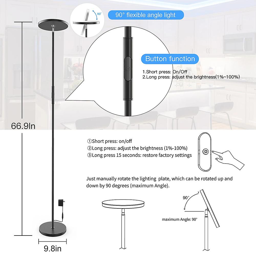 100-240v 24w Wirelessly Bt Connected Connection Leds Rgb And Cct Floor Lamp Standing Light With Controller