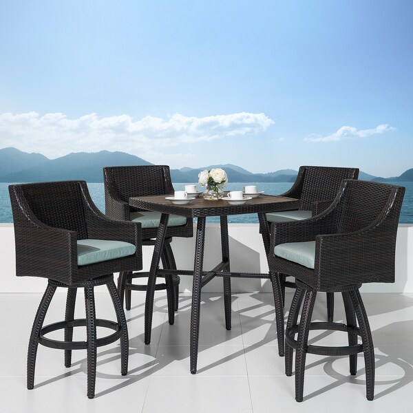 Deco 5 Piece Sunbrella Outdoor Patio Barstool Set