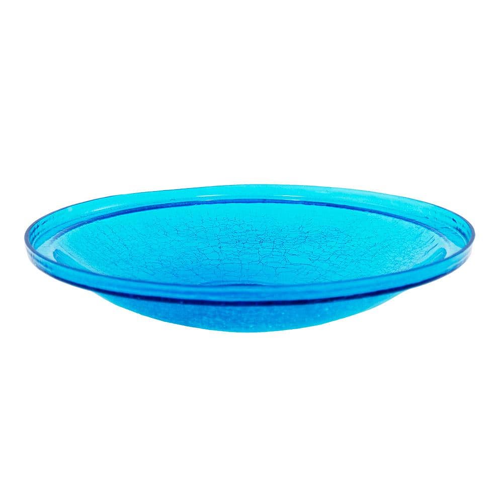 Achla Designs 14 in. Dia Teal Blue Reflective Crackle Glass Birdbath Bowl CGB-14T