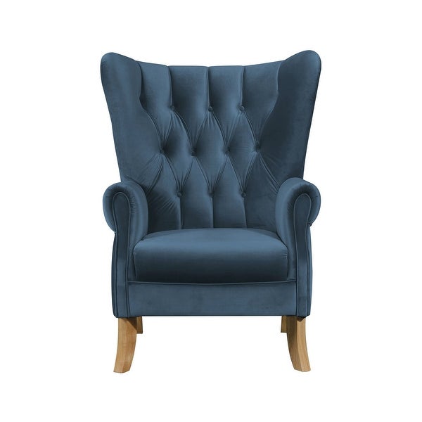 ACME Adonis Rolled Arm Tufted Accent Chair in Azure Blue