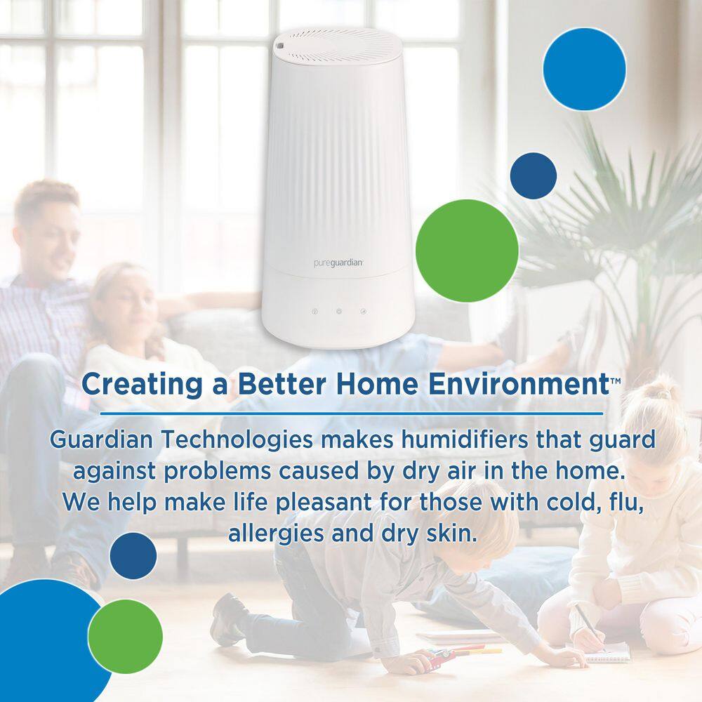 Pure Guardian 1 Gal. Top Fill Ultrasonic Cool Mist Humidifier with Aromatherapy Tray White H980W