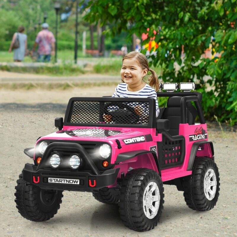 Kids Ride on Jeep Car 12V Battery Powered Electric Riding Toy Truck with Remote Control, Lights & Music