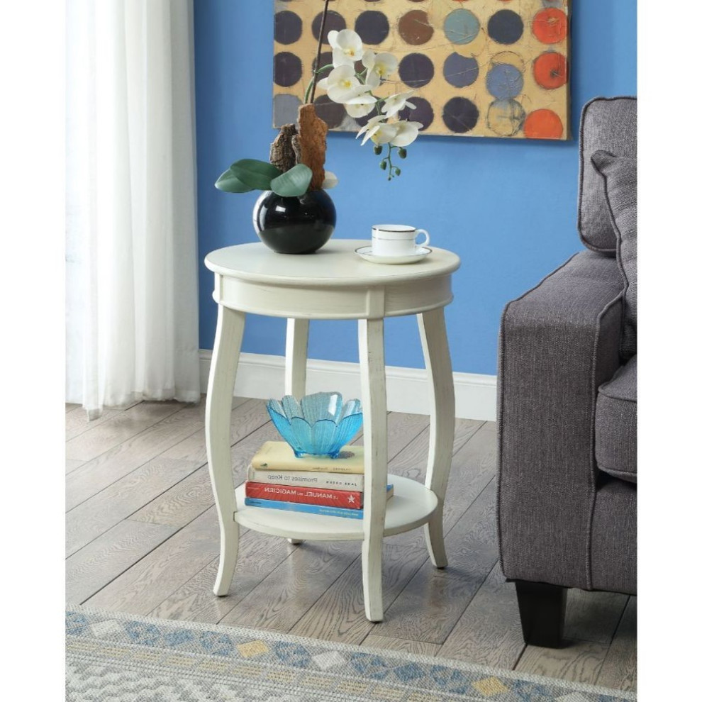 Urban Designs Portici Wooden Accent Side Table  Antique White   Farmhouse   Side Tables And End Tables   by Urban Designs  Casa Cortes  Houzz