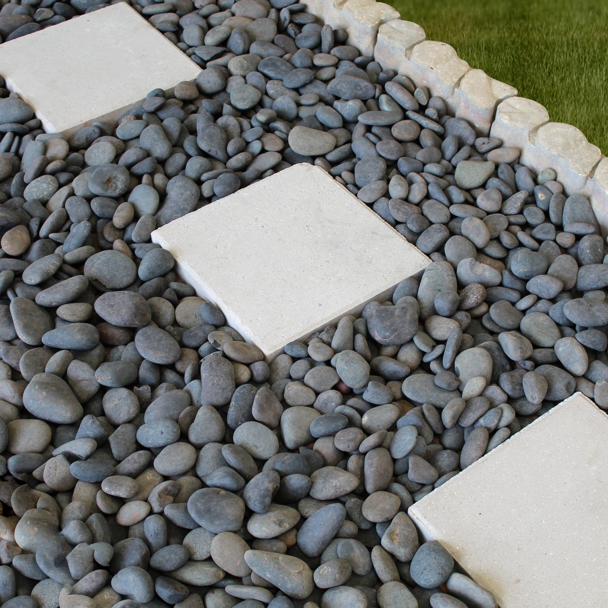 Rainforest, Outdoor Decorative Stones, Mexican Beach Pebbles, Grey, 1-3", 20lbs.