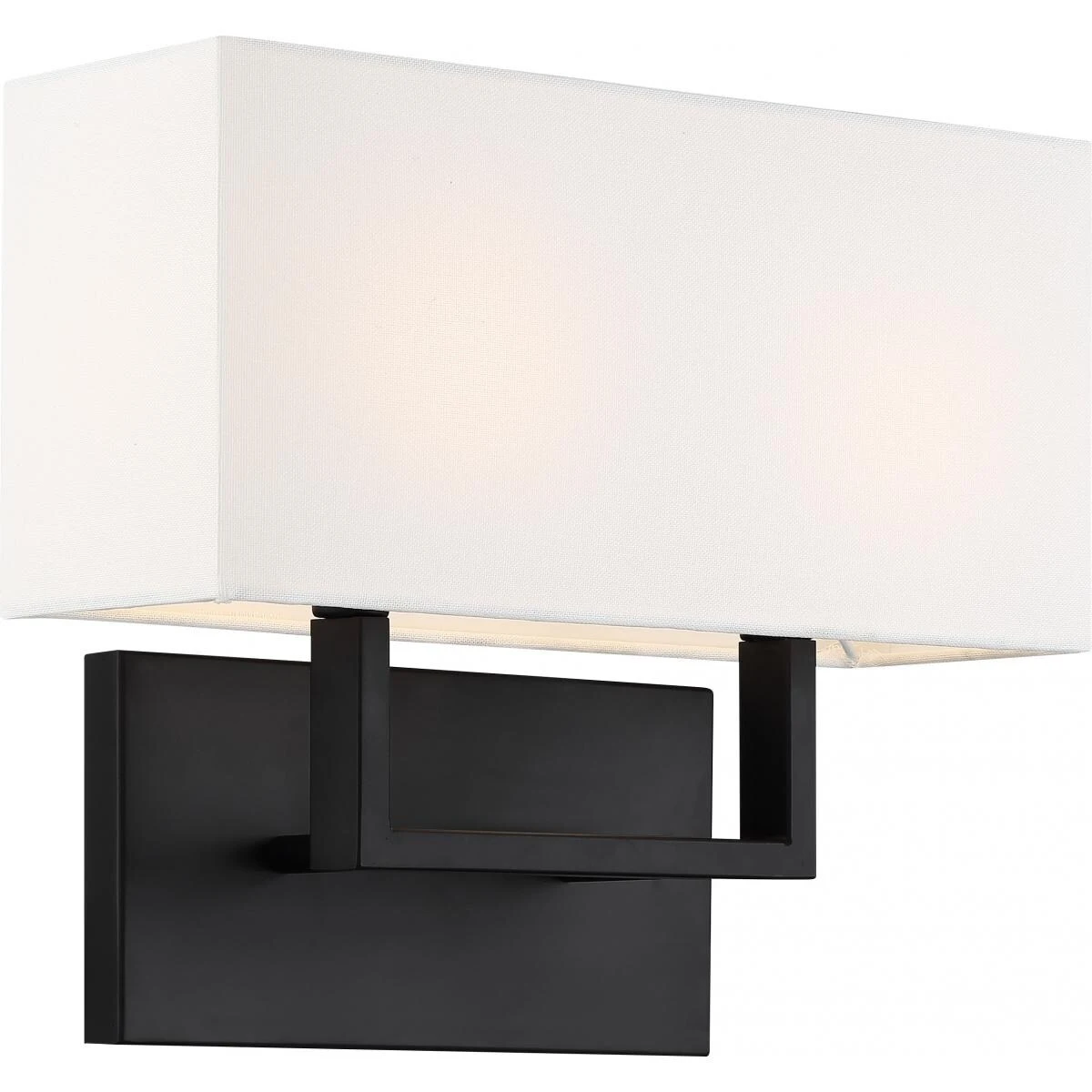 Tribeca 2 Light Vanity -with White Linen Shade Aged Bronze Finish