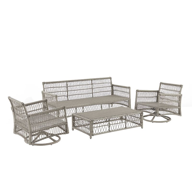 Crosley Thatcher Outdoor Wicker Swivel Rocker and Sofa 4-pc. Set