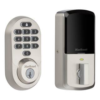 Kwikset HALO Satin Nickel Keypad WiFi Electronic Single-Cylinder Smart Lock Deadbolt featuring SmartKey Security 938WIFIKYPD15SM