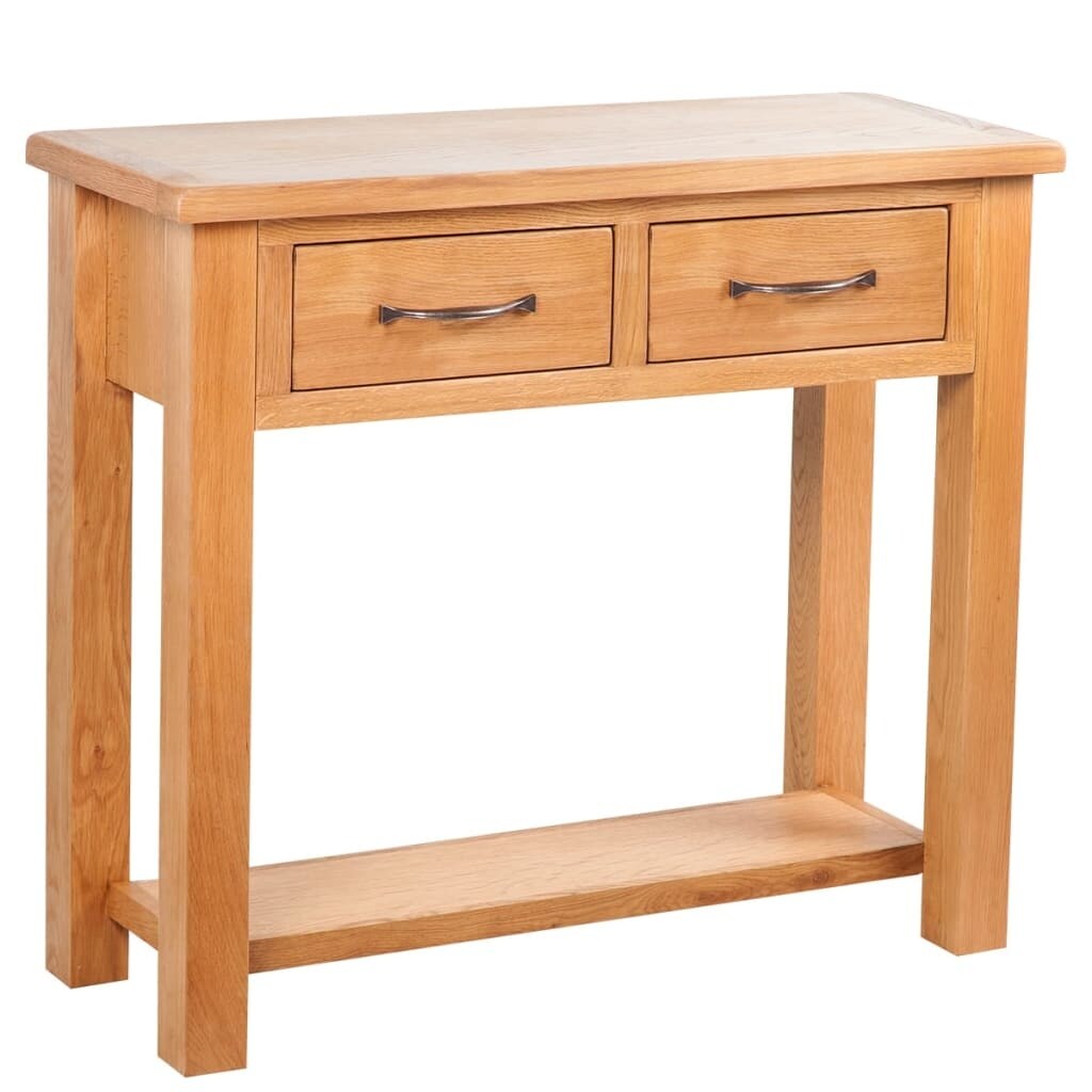 vidaXL Console Table with 2 Drawers Solid Oak Wood 32.7