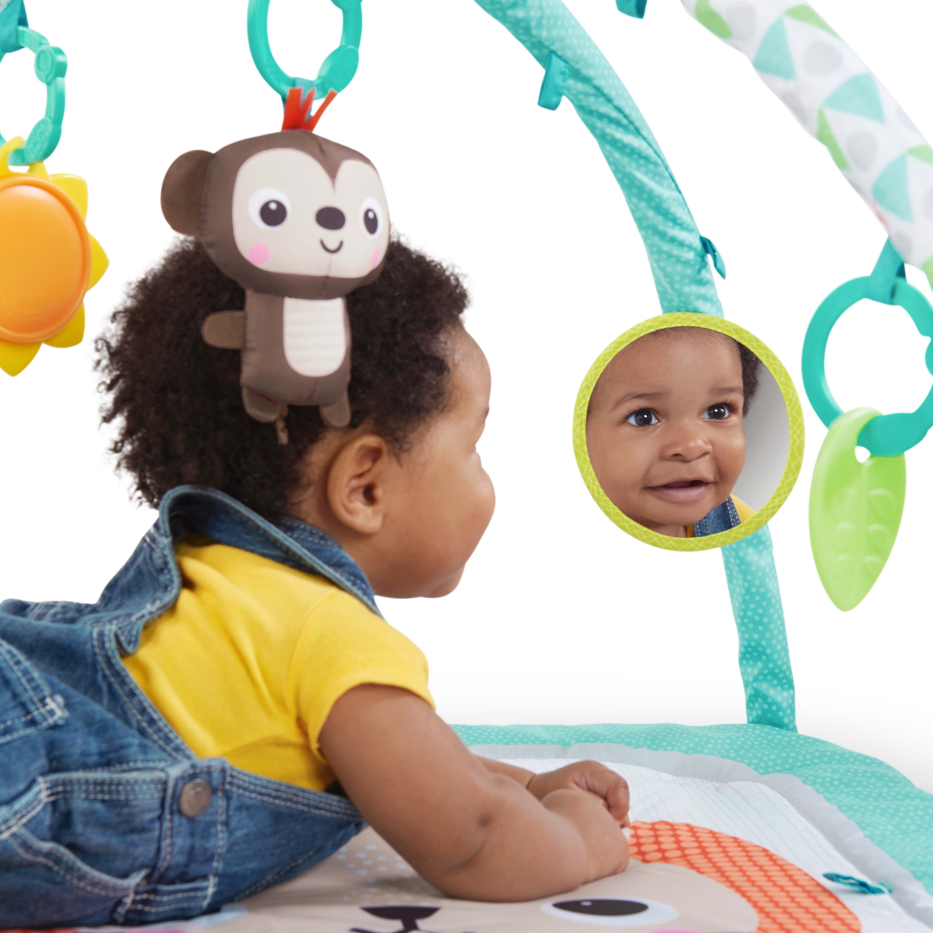 Bright Starts Safari Blast Activity Gym and Play Mat with Take-Along Toys， Ages Newborn +