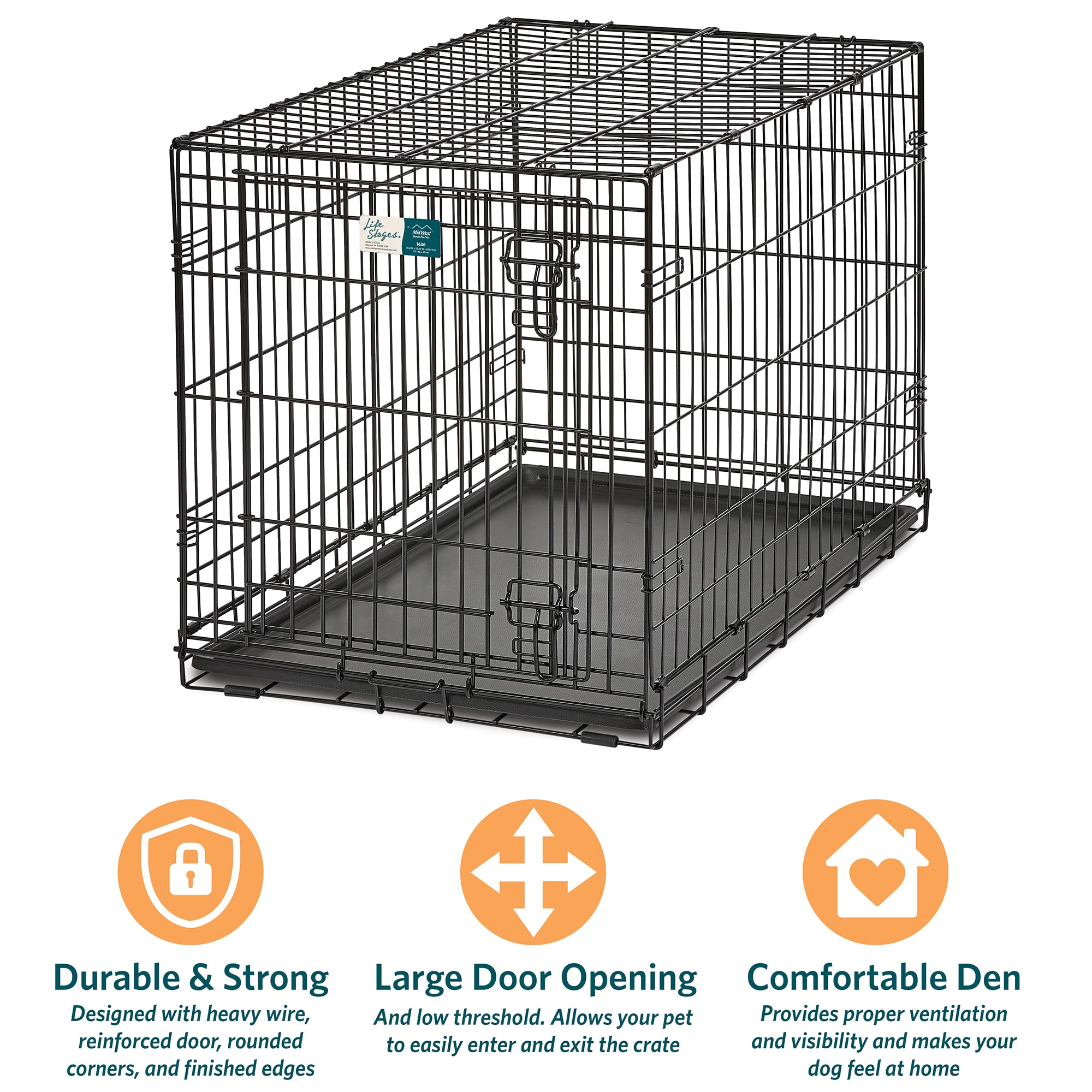 MIDWEST Lifestages Fold amp; Carry Crate for Dogs， 48.5