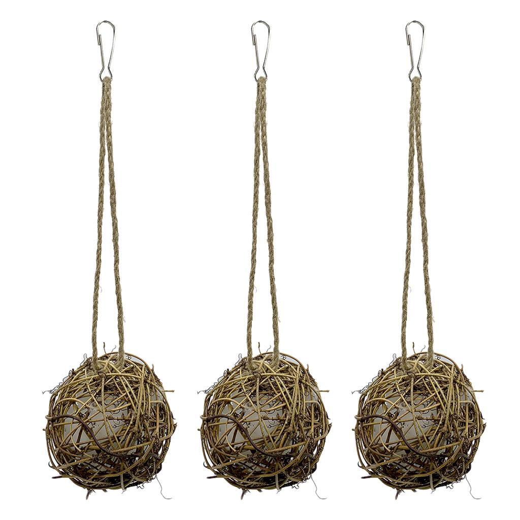 3Pieces Hummingbird Nesters Rattan Balls Pet Bird Nesting House Garden